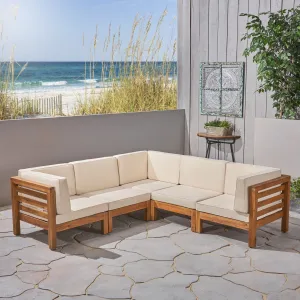 Outdoor V-Shaped Sectional Sofa Set - 5-Seater - Acacia Wood - Outdoor Cushions - NH260703 serving bowl, serving dish
