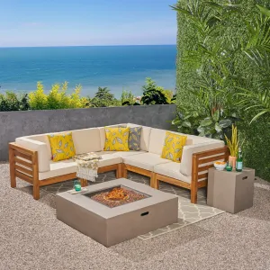 Outdoor V-Shaped Sectional Sofa Set with Fire Pit - NH960703 serving bowl, serving dish