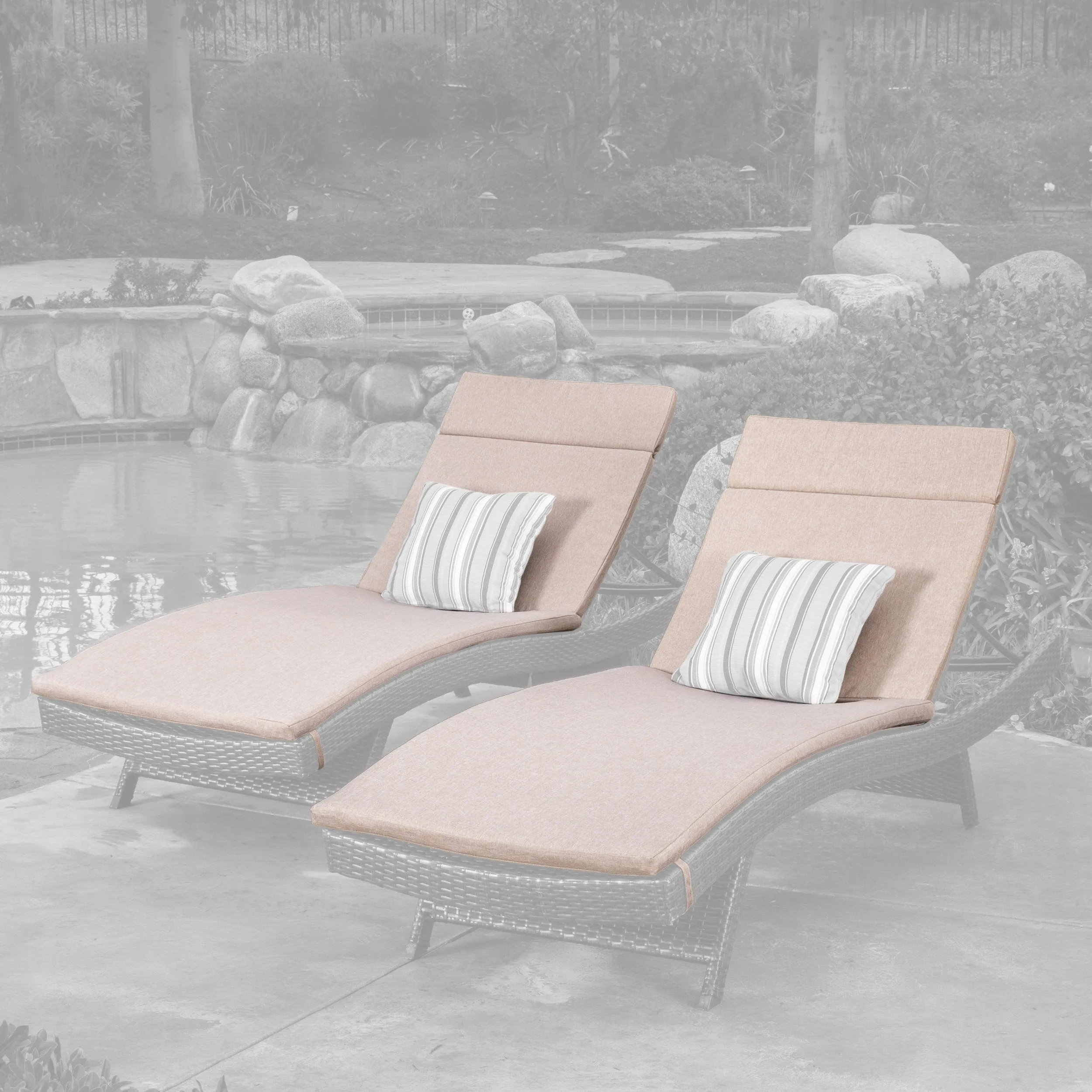 Outdoor Water-Resistant Fabric Chaise Lounge Cushions (Set of 2) - NH424612