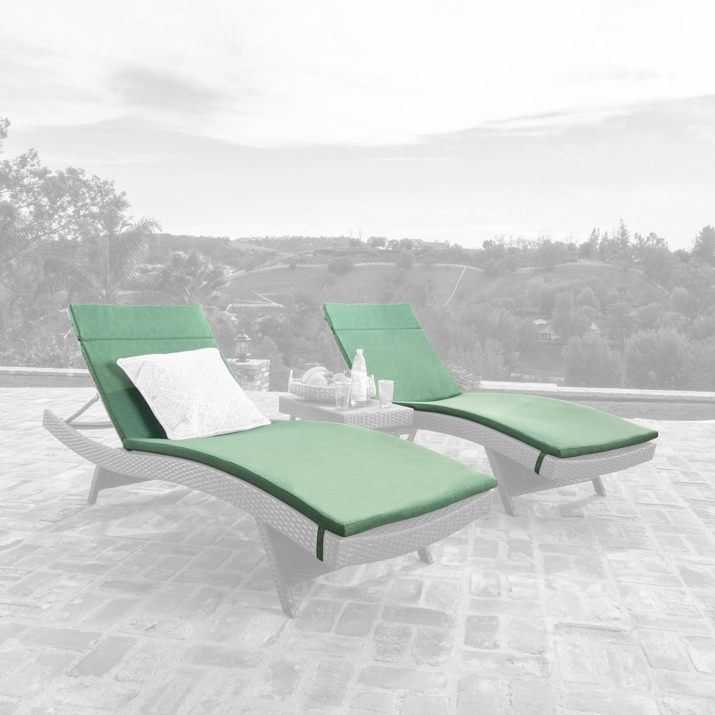 Outdoor Water-Resistant Fabric Chaise Lounge Cushions (Set of 2) - NH424612