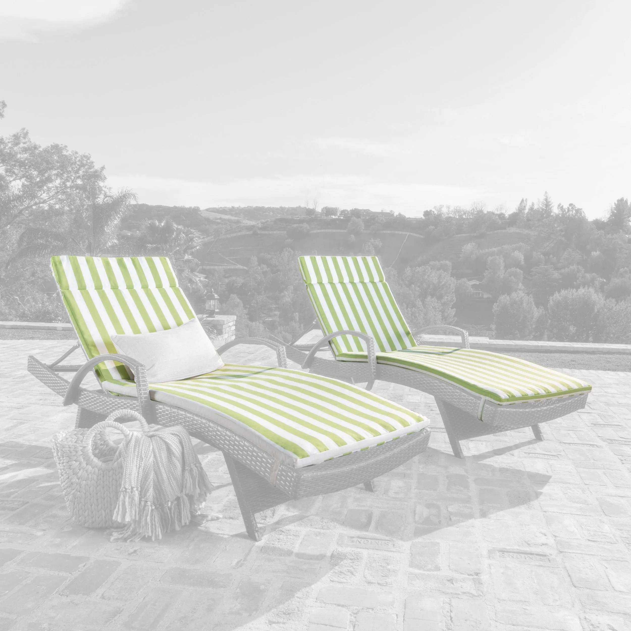 Outdoor Water-Resistant Fabric Chaise Lounge Cushions (Set of 2) - NH424612