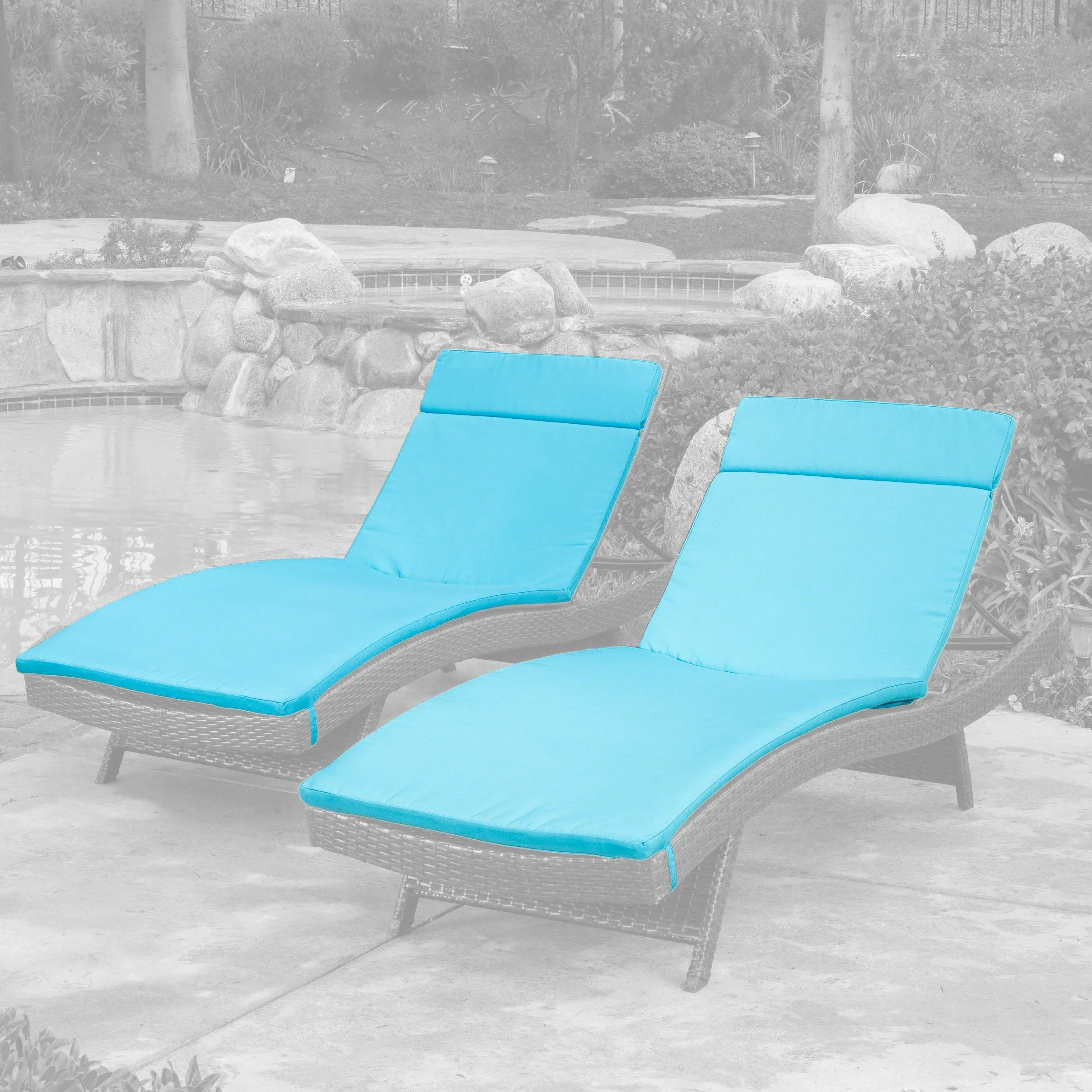Outdoor Water-Resistant Fabric Chaise Lounge Cushions (Set of 2) - NH424612