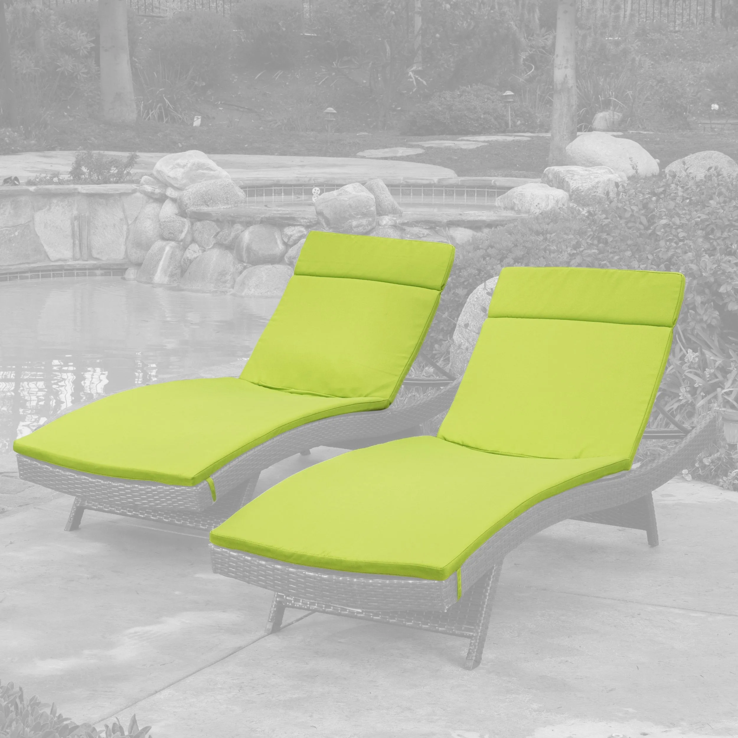 Outdoor Water-Resistant Fabric Chaise Lounge Cushions (Set of 2) - NH424612