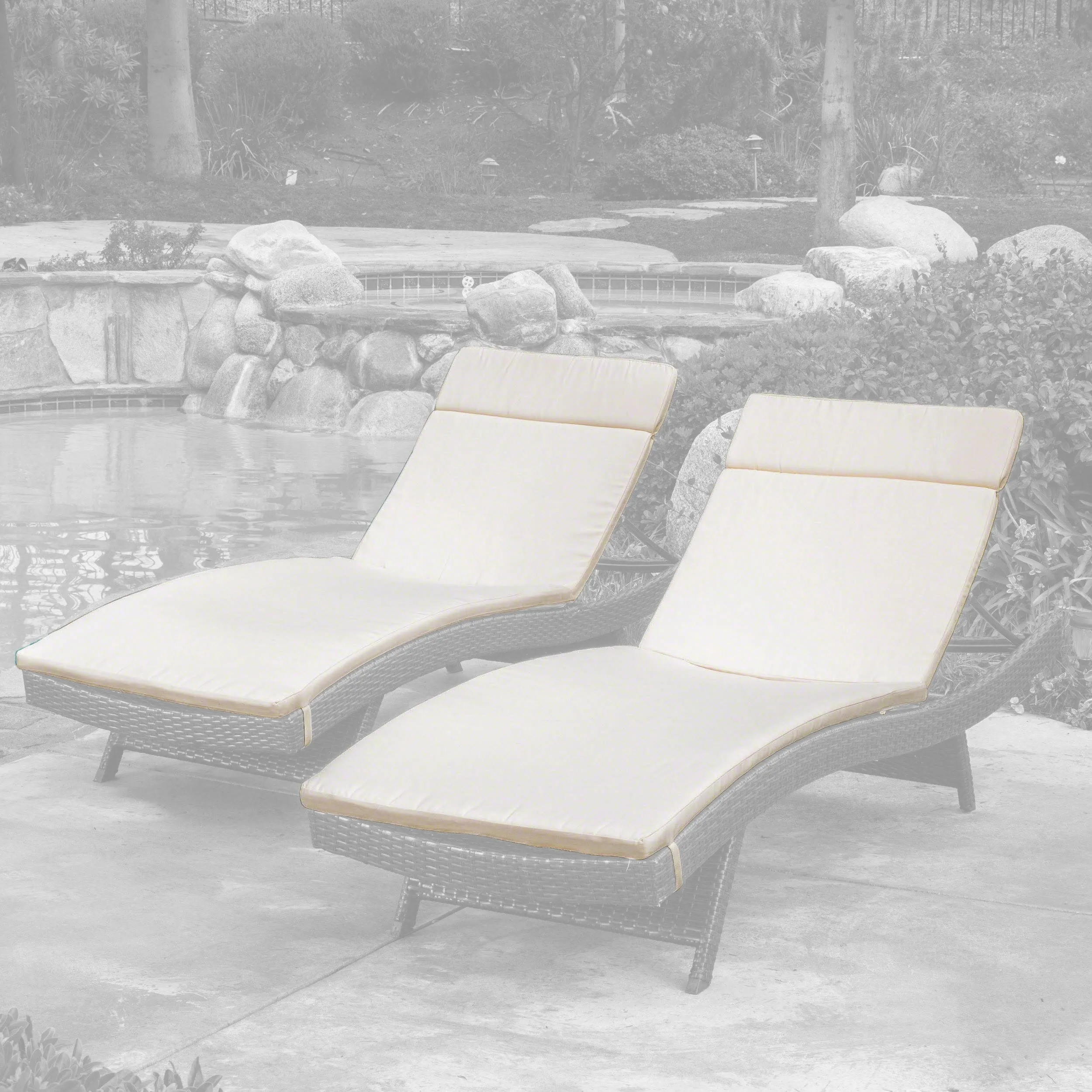 Outdoor Water-Resistant Fabric Chaise Lounge Cushions (Set of 2) - NH424612