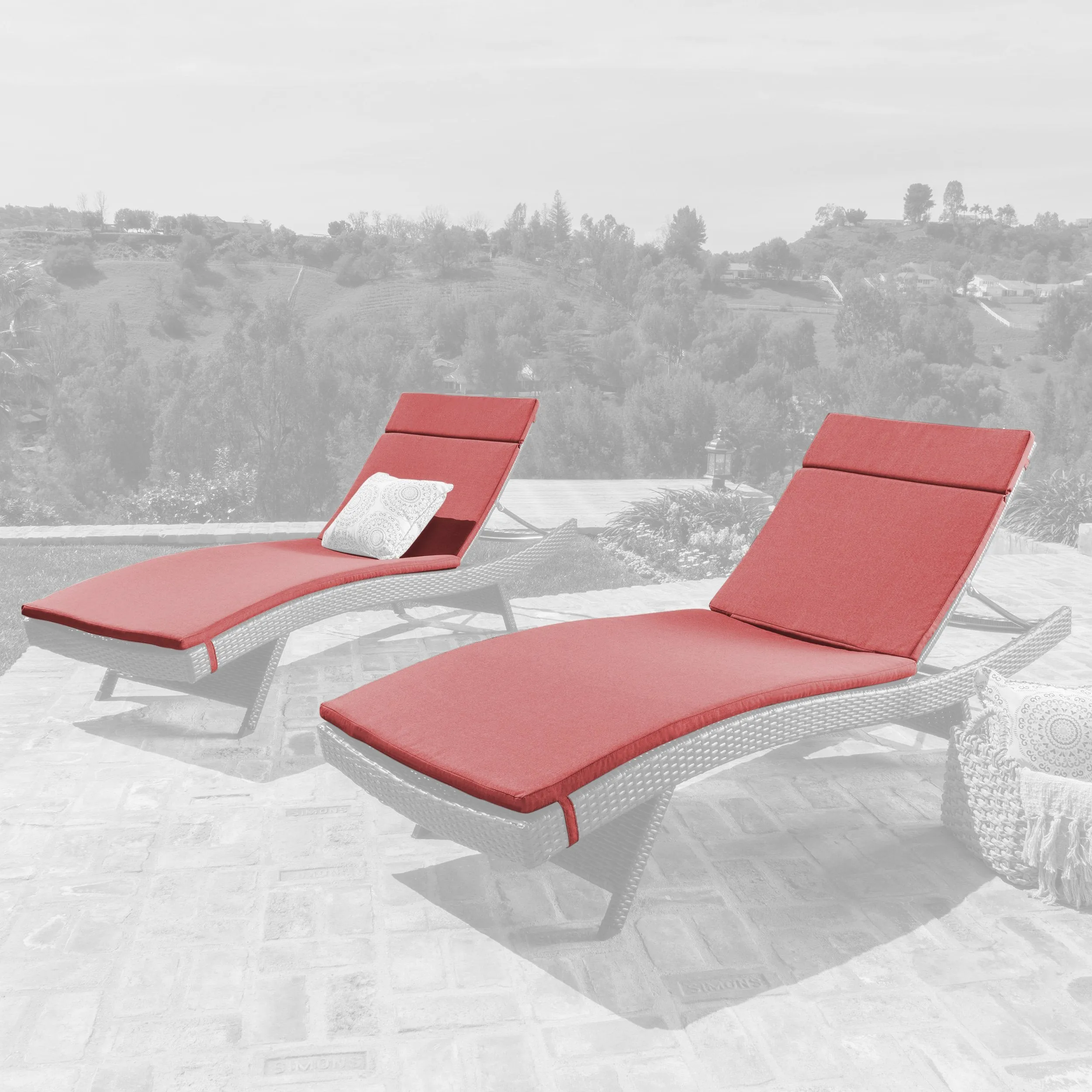 Outdoor Water-Resistant Fabric Chaise Lounge Cushions (Set of 2) - NH424612