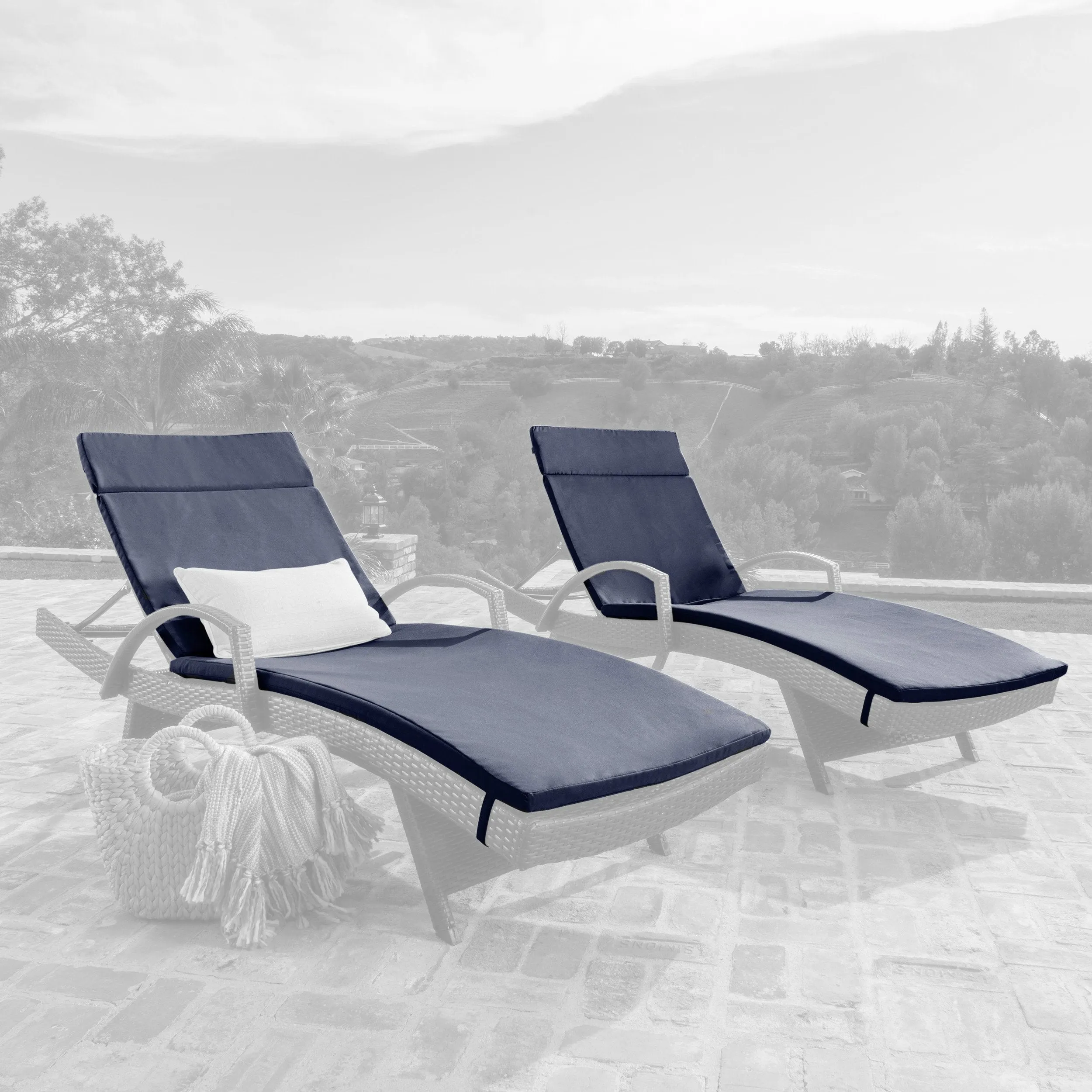 Outdoor Water-Resistant Fabric Chaise Lounge Cushions (Set of 2) - NH424612