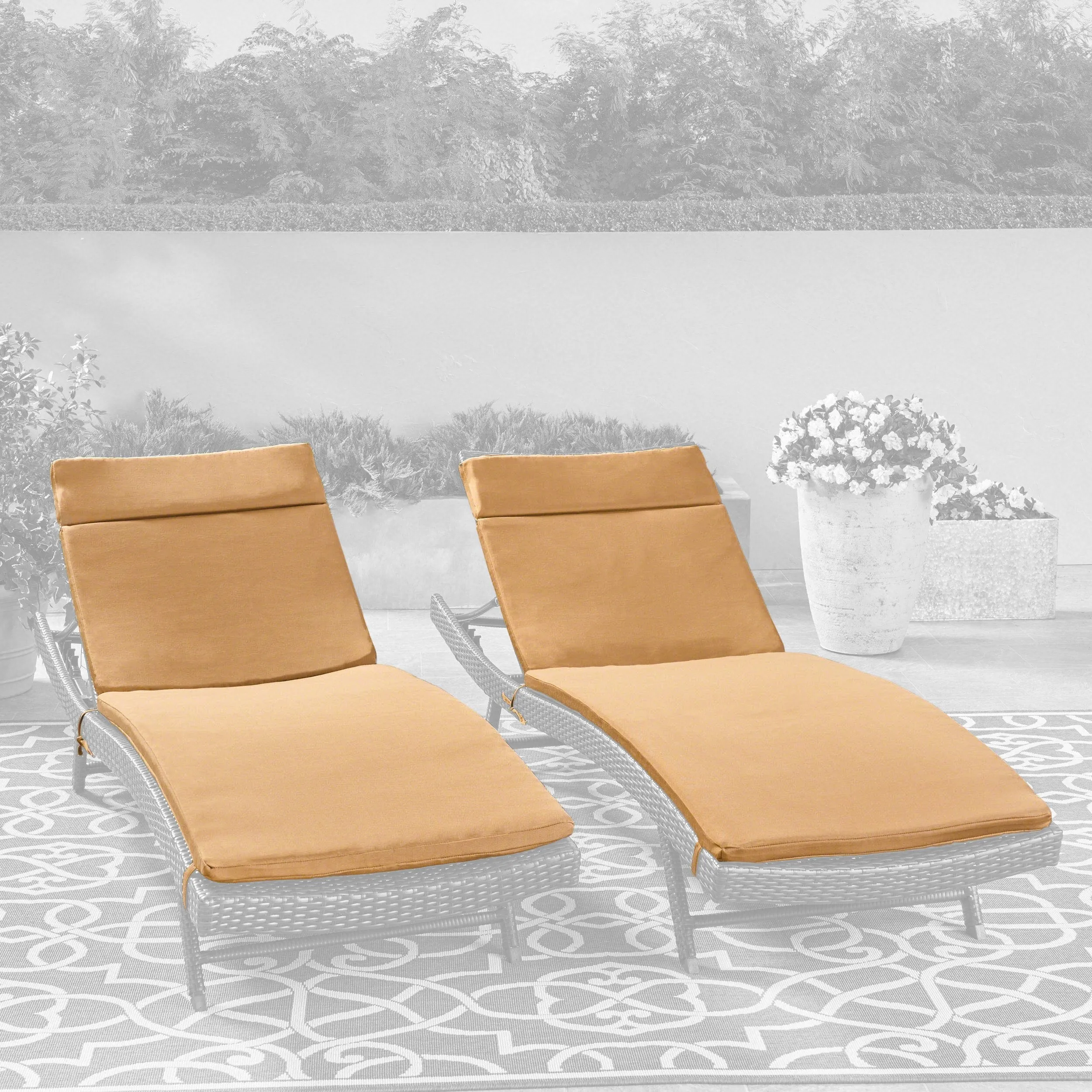 Outdoor Water-Resistant Fabric Chaise Lounge Cushions (Set of 2) - NH424612