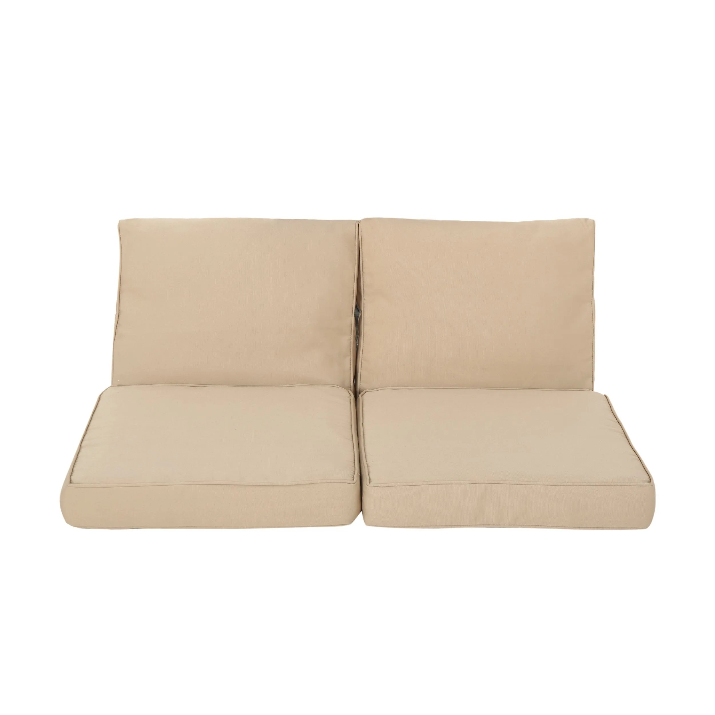 Outdoor Water Resistant Fabric Loveseat Cushions with Piping - NH864313