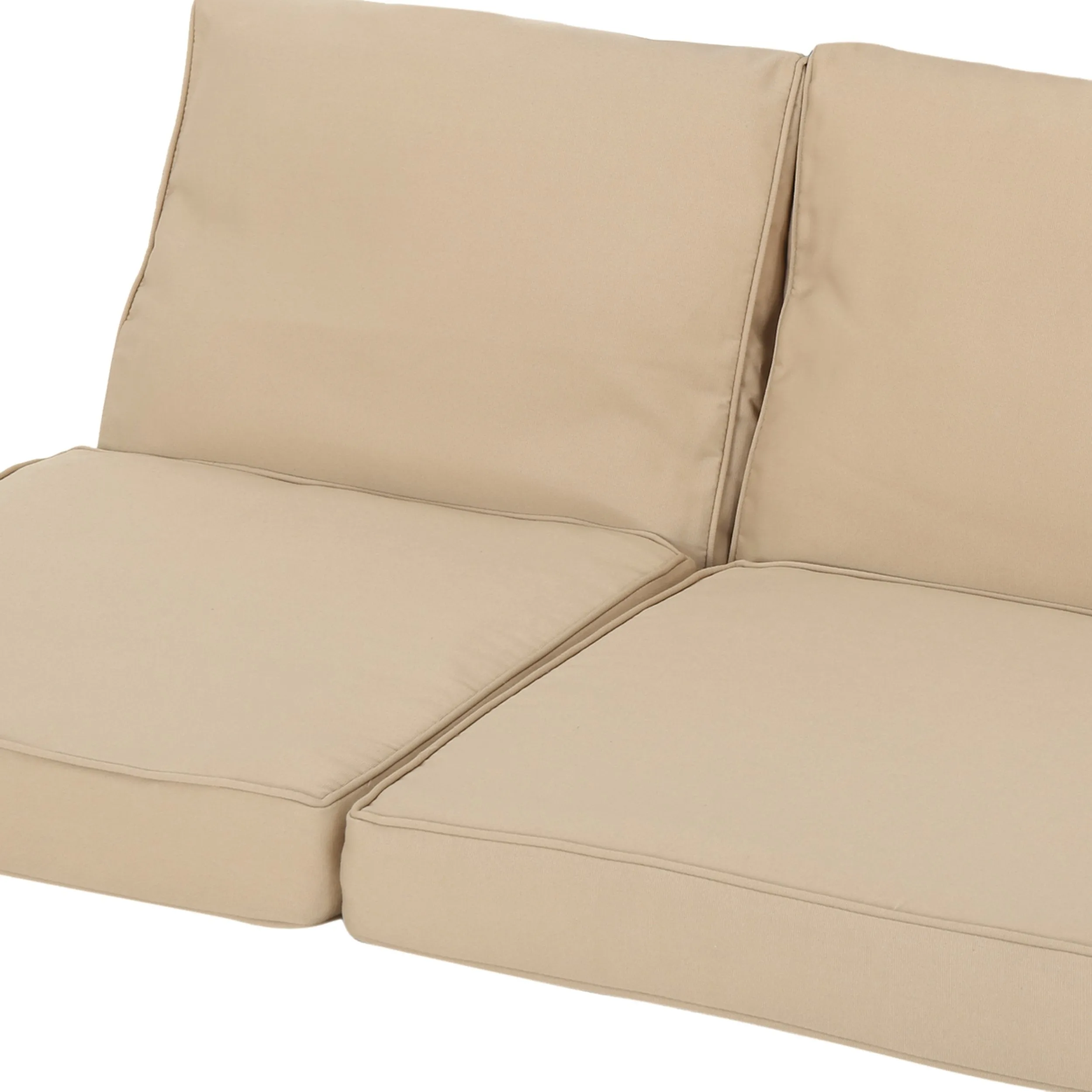 Outdoor Water Resistant Fabric Loveseat Cushions with Piping - NH864313
