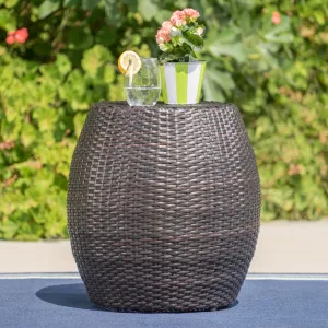 Outdoor Wicker 14.00-inch Barrel Side Table - NH928003 coffee table, accent table