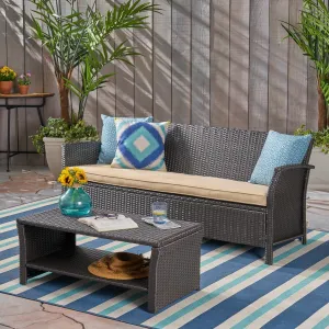 Outdoor Wicker 3-Seater Sofa with Coffee Table - NH029503 clothes rack, garment rack