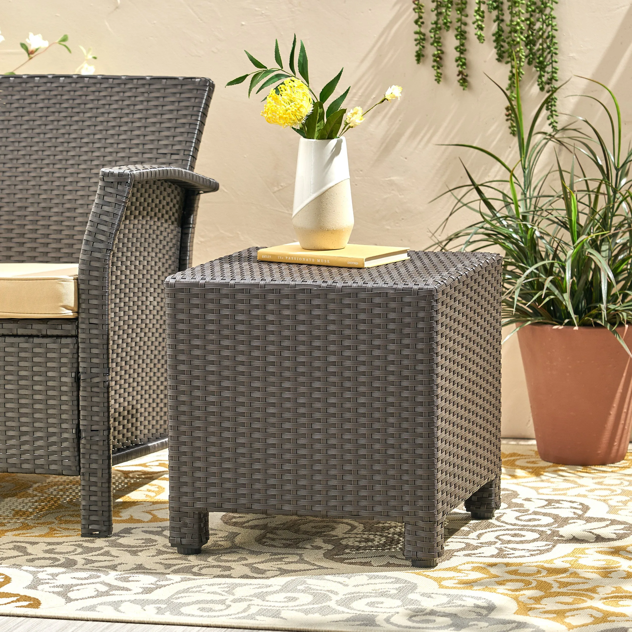 Outdoor Wicker Accent Side Table - NH786003 patio chairs, outdoor seating