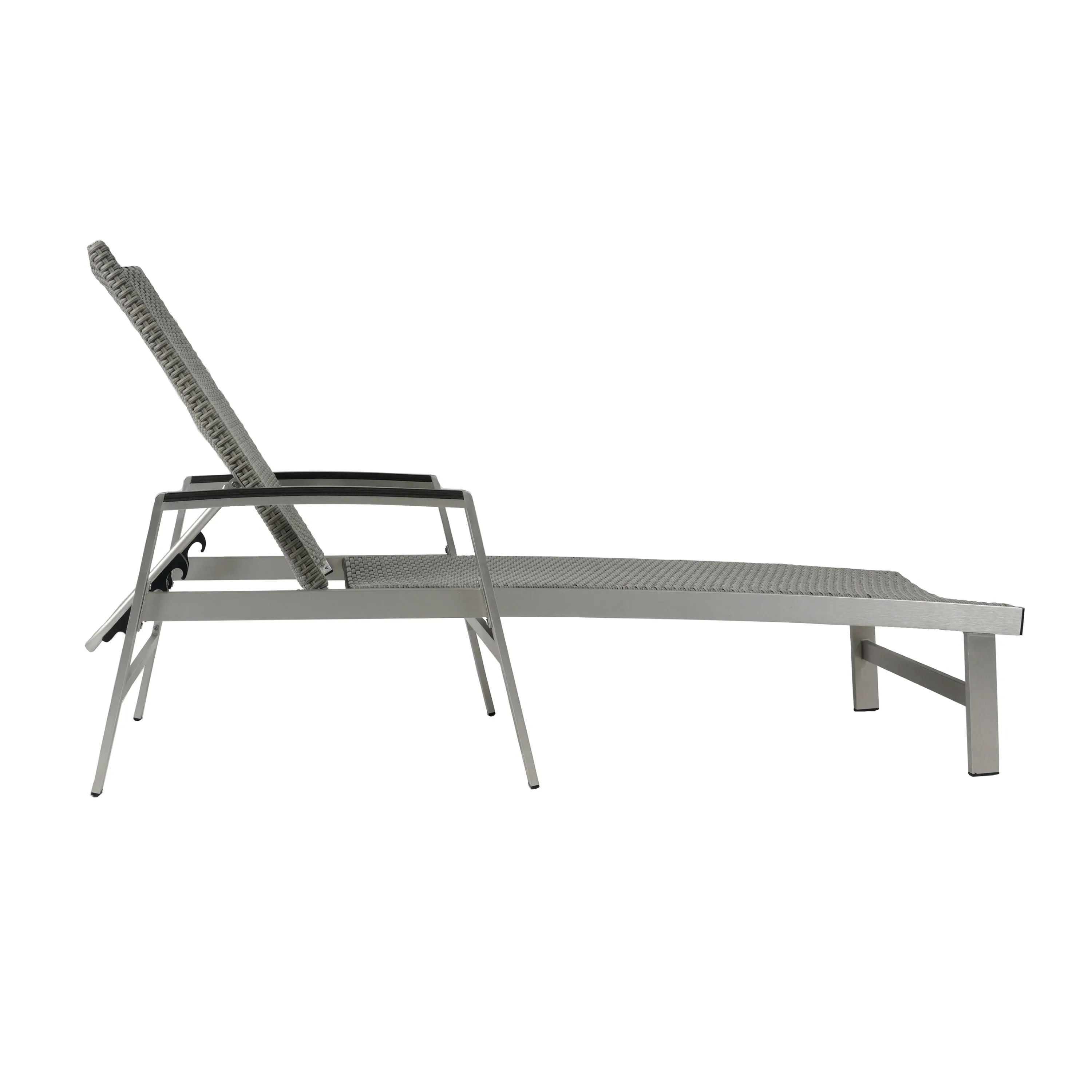 Outdoor Wicker and Aluminum Chaise Lounge, Gray Finish - NH455503
