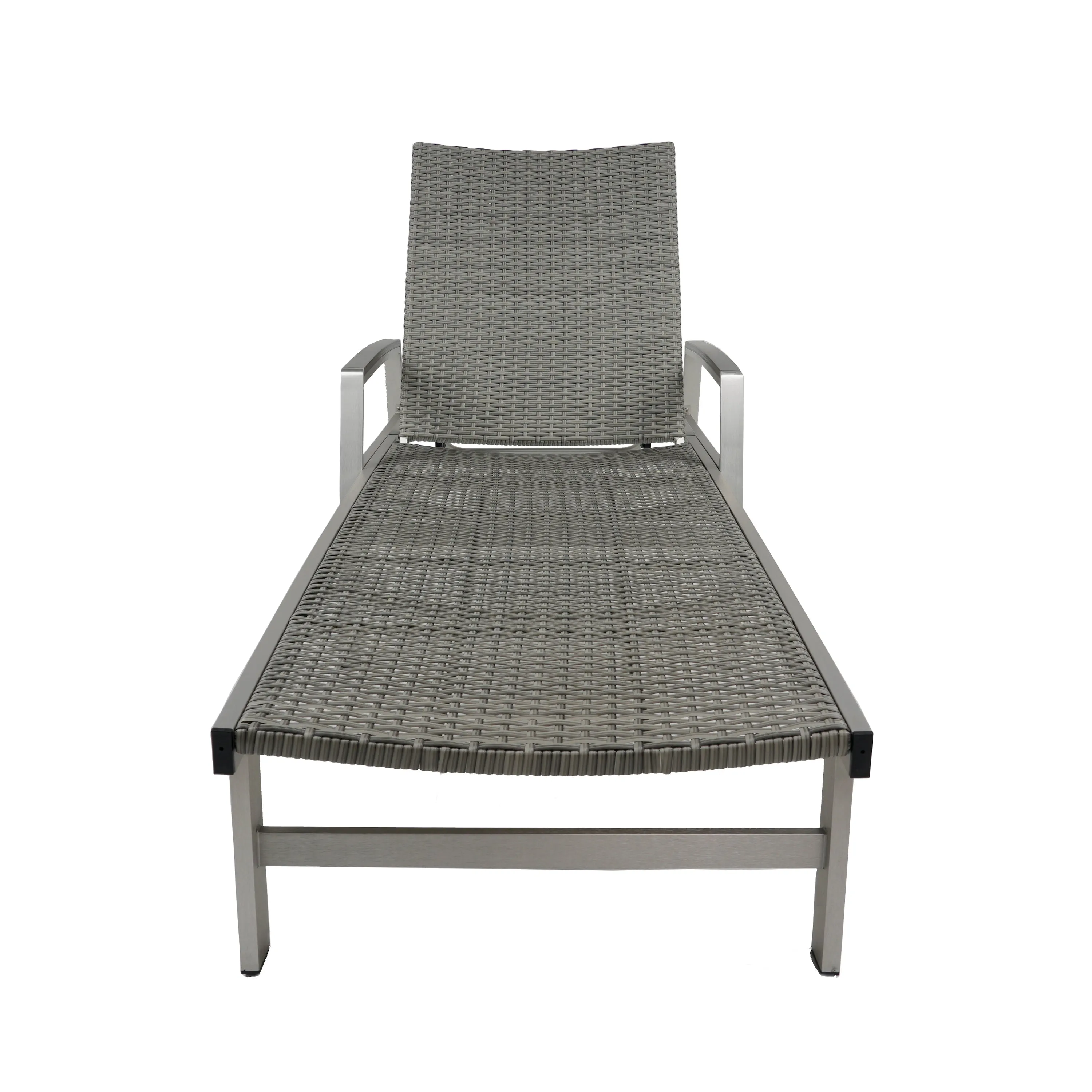 Outdoor Wicker and Aluminum Chaise Lounge, Gray Finish - NH455503