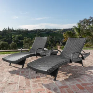 Outdoor Wicker Arm Chaise Lounges (Set of 2) w/ Side Table - NH110103 patio chairs, outdoor seating