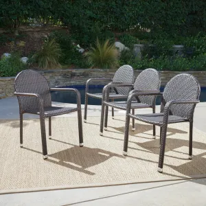 Outdoor Wicker Armed Stack Chairs With Aluminum Frame (Set of 4) - NH542103 chandelier, pendant light