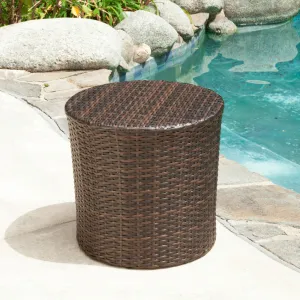 Outdoor Wicker Barrel Side Table - NH594122 coffee table, accent table