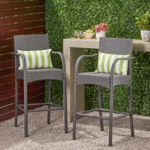 Outdoor Wicker Barstool Chair (Set of 2) - NH243113 patio chairs, outdoor seating