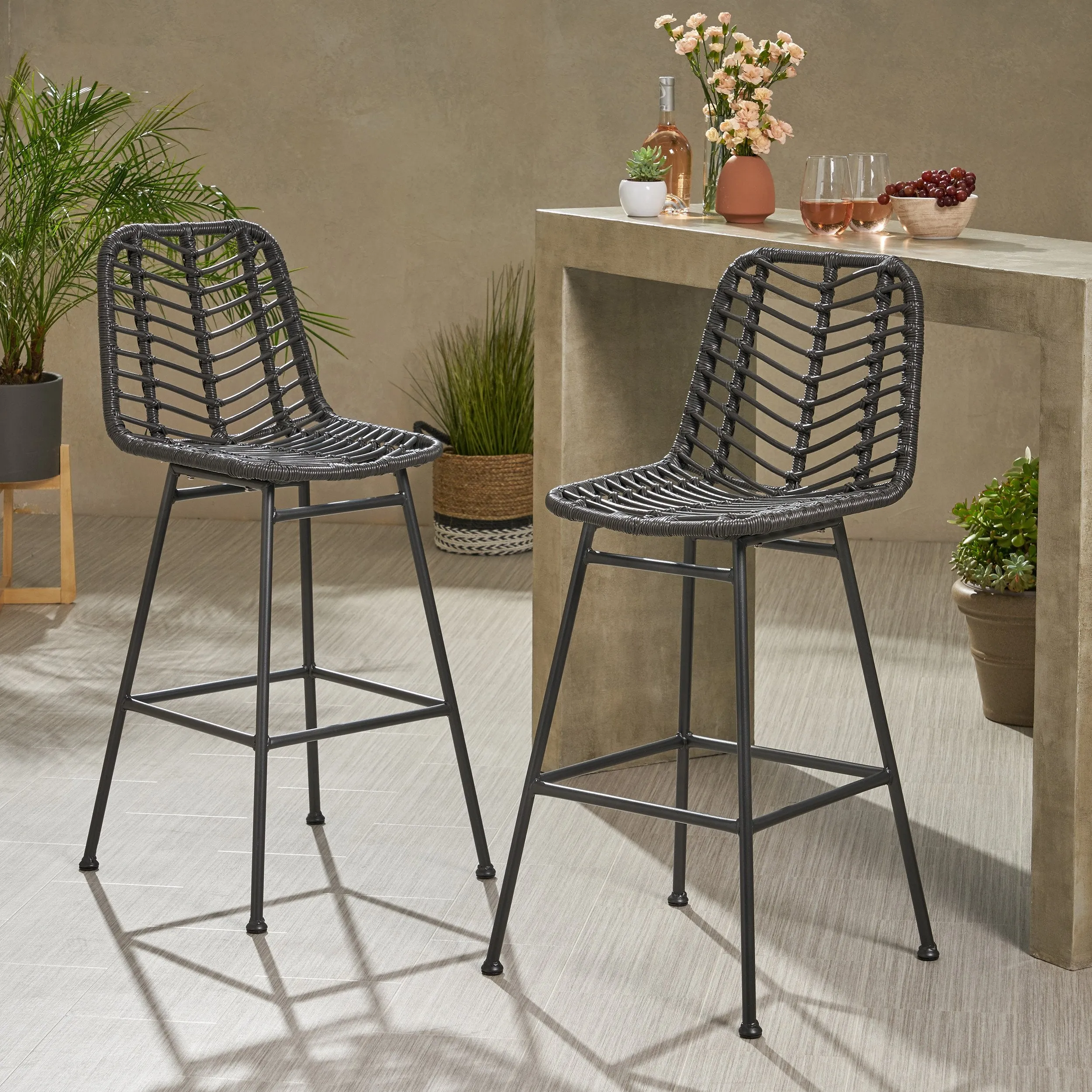 Outdoor Wicker Barstools (Set of 2) - NH189903 patio chairs, outdoor seating