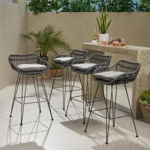 Outdoor Wicker Barstools with Cushions (Set of 4) - NH950013 patio chairs, outdoor seating
