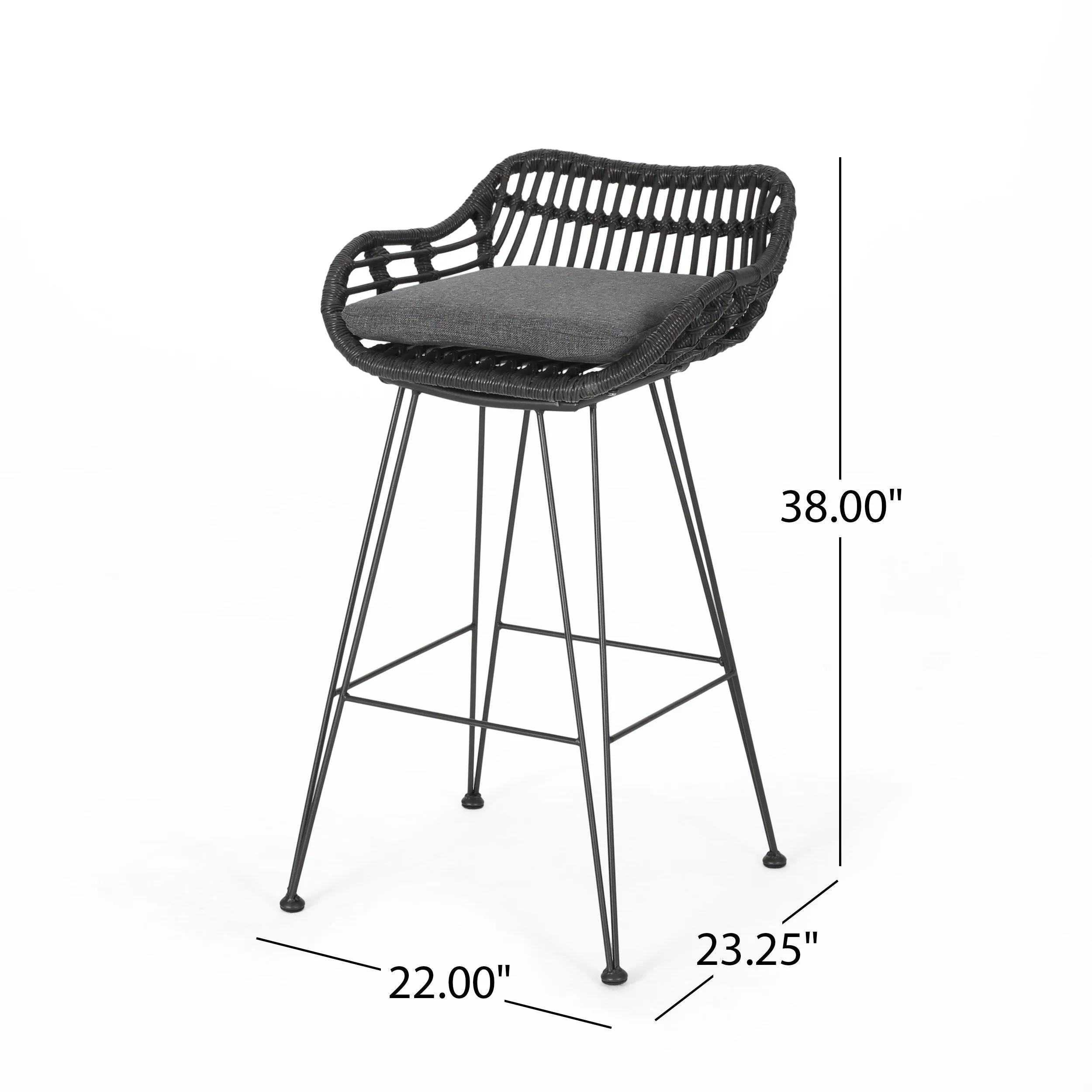 Outdoor Wicker Barstools with Cushions (Set of 4) - NH950013