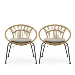 Outdoor Wicker Chair with Cushion (Set of 2) - NH596313 patio chairs, outdoor seating