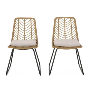 Outdoor Wicker Chairs with Cushion, Set of 2 - NH210413 patio chairs, outdoor seating