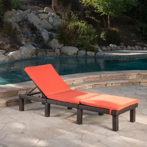 Outdoor Wicker Chaise Lounge with Water Resistant Cushion - NH668303 patio chairs, outdoor seating