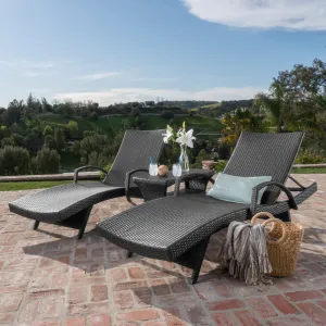 Outdoor Wicker Chaise Lounges (Set of 2) w/ Coffee Table - NH799003 patio chairs, outdoor seating