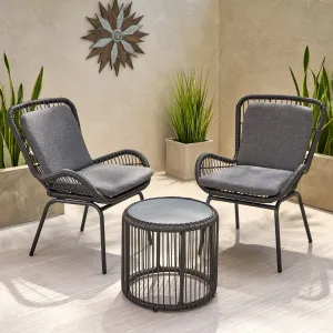 Outdoor Wicker Chat Set with Cushions - NH774013 patio chairs, outdoor seating