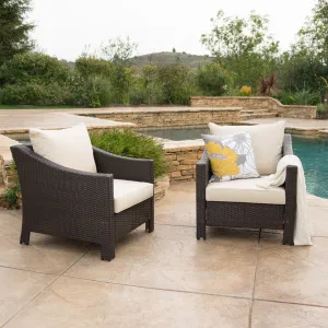 Outdoor Wicker Club Chair w/ Water Resistant Cushions (Set of 2) - NH988992 patio chairs, outdoor seating