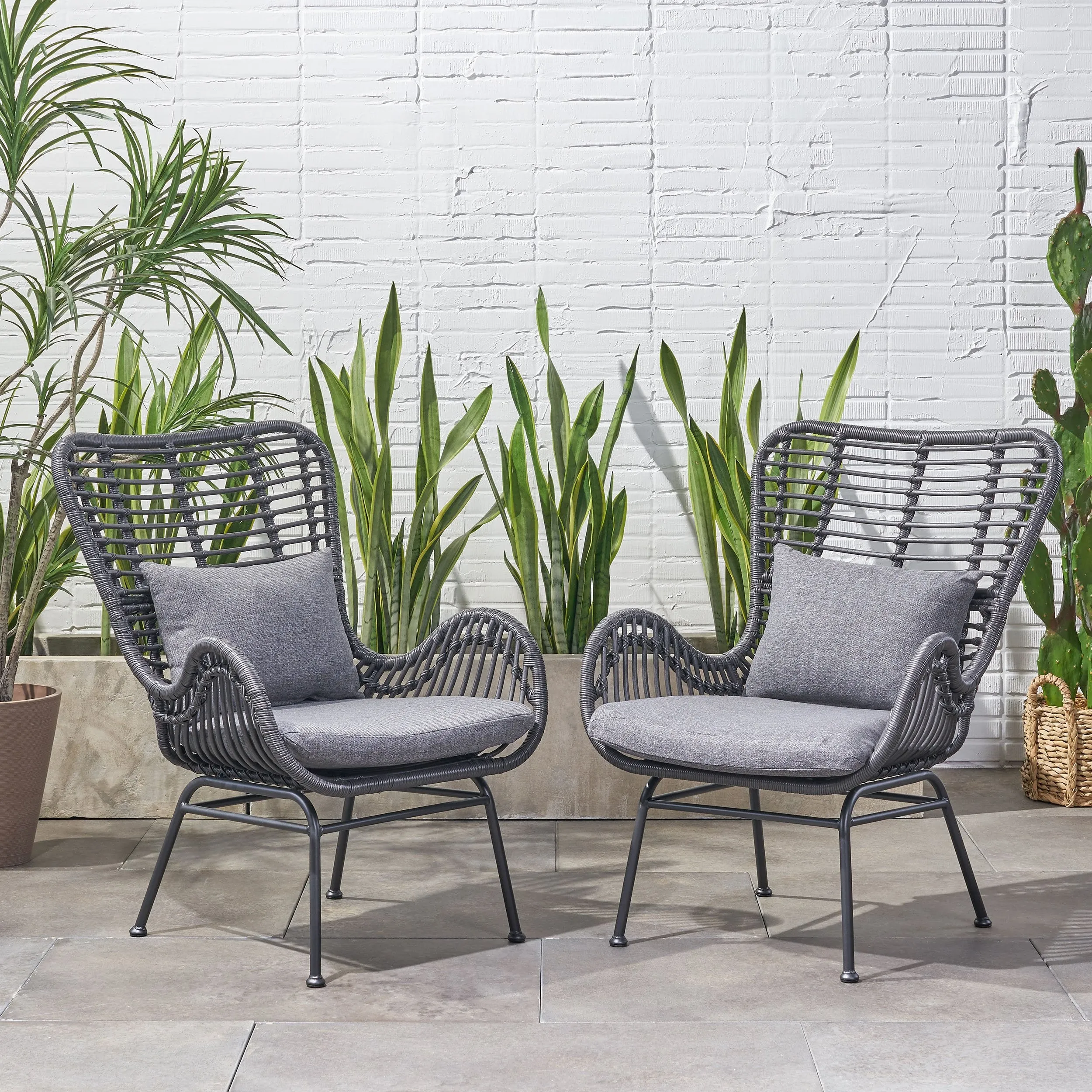 Outdoor Wicker Club Chairs with Cushions (Set of 2) - NH010013 chandelier, pendant light