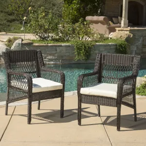 Outdoor Wicker Dining Chair with Cushion (Set of 2) - NH811692 patio chairs, outdoor seating