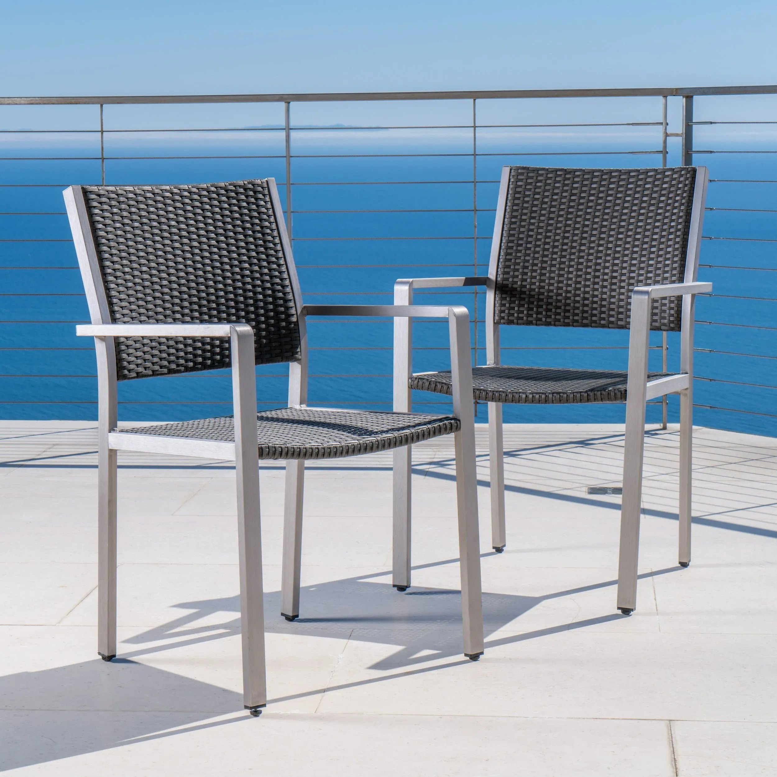 Outdoor Wicker Dining Chairs w/ Aluminum Frame (Set of 2) - NH163003 chandelier, pendant light
