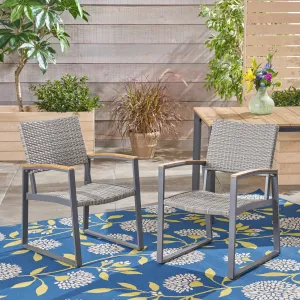 Outdoor Wicker Dining Chairs with Aluminum Frame (Set of 2), Gray - NH632503 chandelier, pendant light