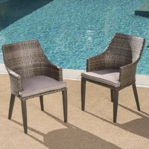 Outdoor Wicker Dining Chairs with Water Resistant Cushions (Set of 2) - NH718203 chandelier, pendant light