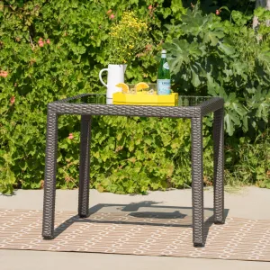 Outdoor Wicker Dining Table with Glass Top - NH308003 patio chairs, outdoor seating