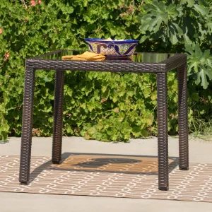 Outdoor Wicker Dining Table with Tempered Glass Top - NH408003 patio chairs, outdoor seating