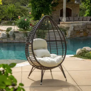 Outdoor Wicker Freestanding Wicker Teardrop / Egg Chair w/ Cushion - NH508592 patio chairs, outdoor seating