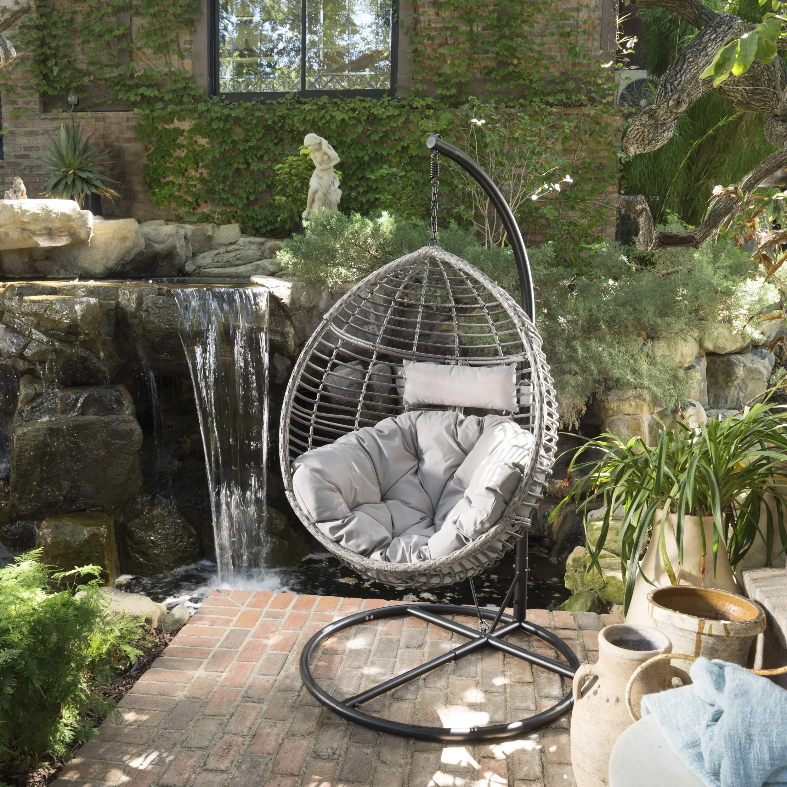 Outdoor Wicker Hanging Teardrop / Egg Chair - NH421203 patio chairs, outdoor seating