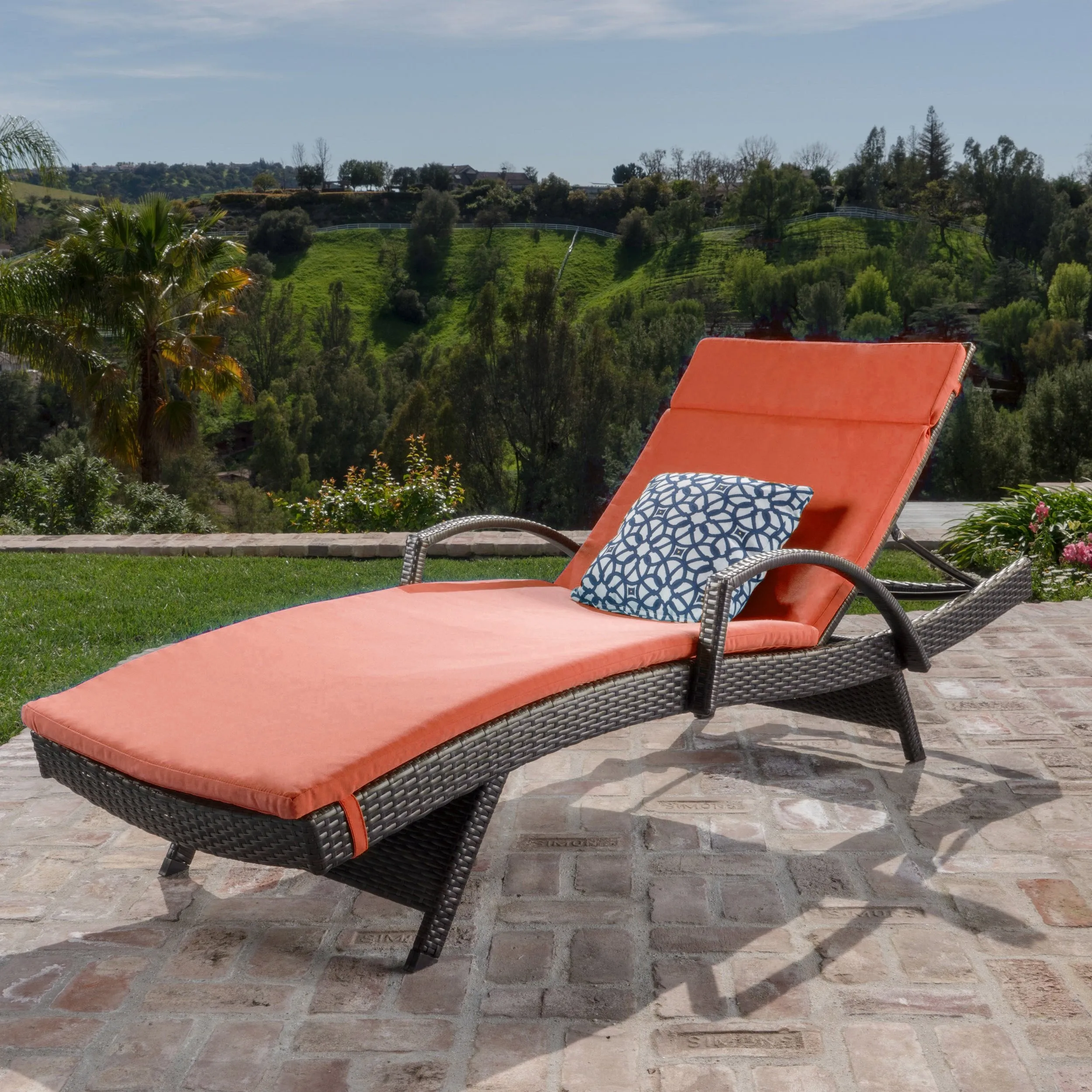 Outdoor Wicker Lounge with Arms with Water Resistant Cushion - NH551003 patio chairs, outdoor seating