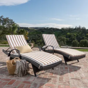 Outdoor Wicker Lounge with Water Resistant Cushion (Set of 2) - NH780003 patio chairs, outdoor seating