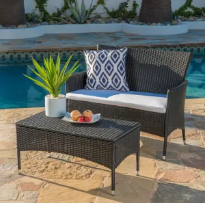 Outdoor Wicker Loveseat and Coffee Table Set - NH753303 clothes rack, garment rack