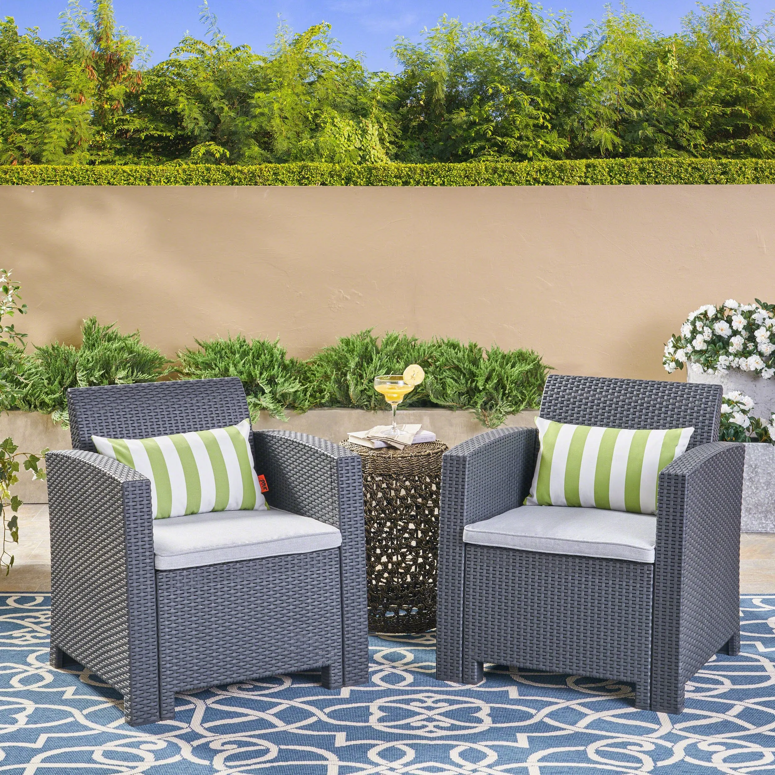 Outdoor Wicker Print Club Chairs with Water Resistant Cushions - NH061403 chandelier, pendant light