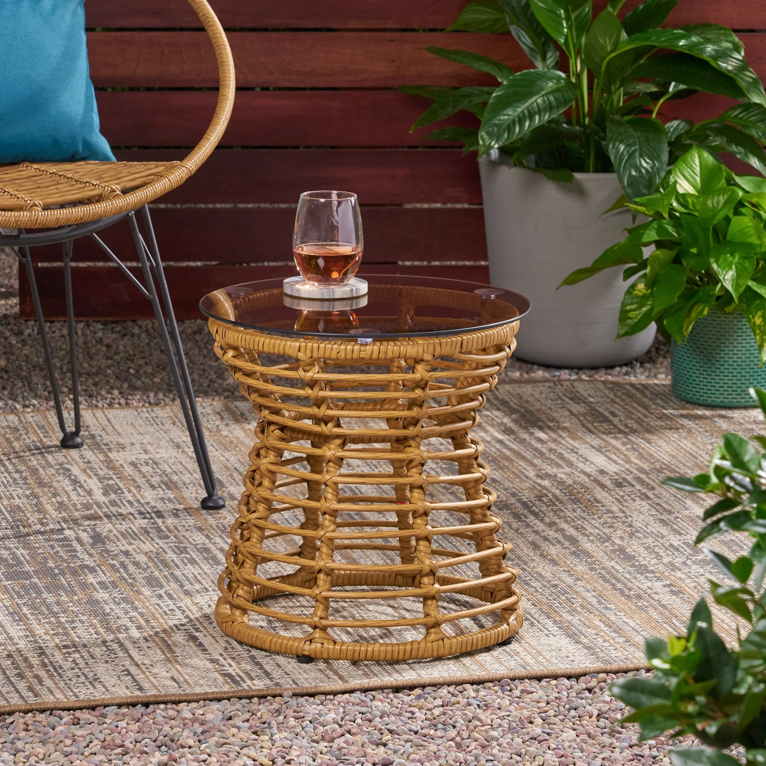 Outdoor Wicker Side Table - NH692113 patio chairs, outdoor seating