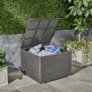 Outdoor Wicker Storage Ottoman, Gray - NH427503 patio chairs, outdoor seating