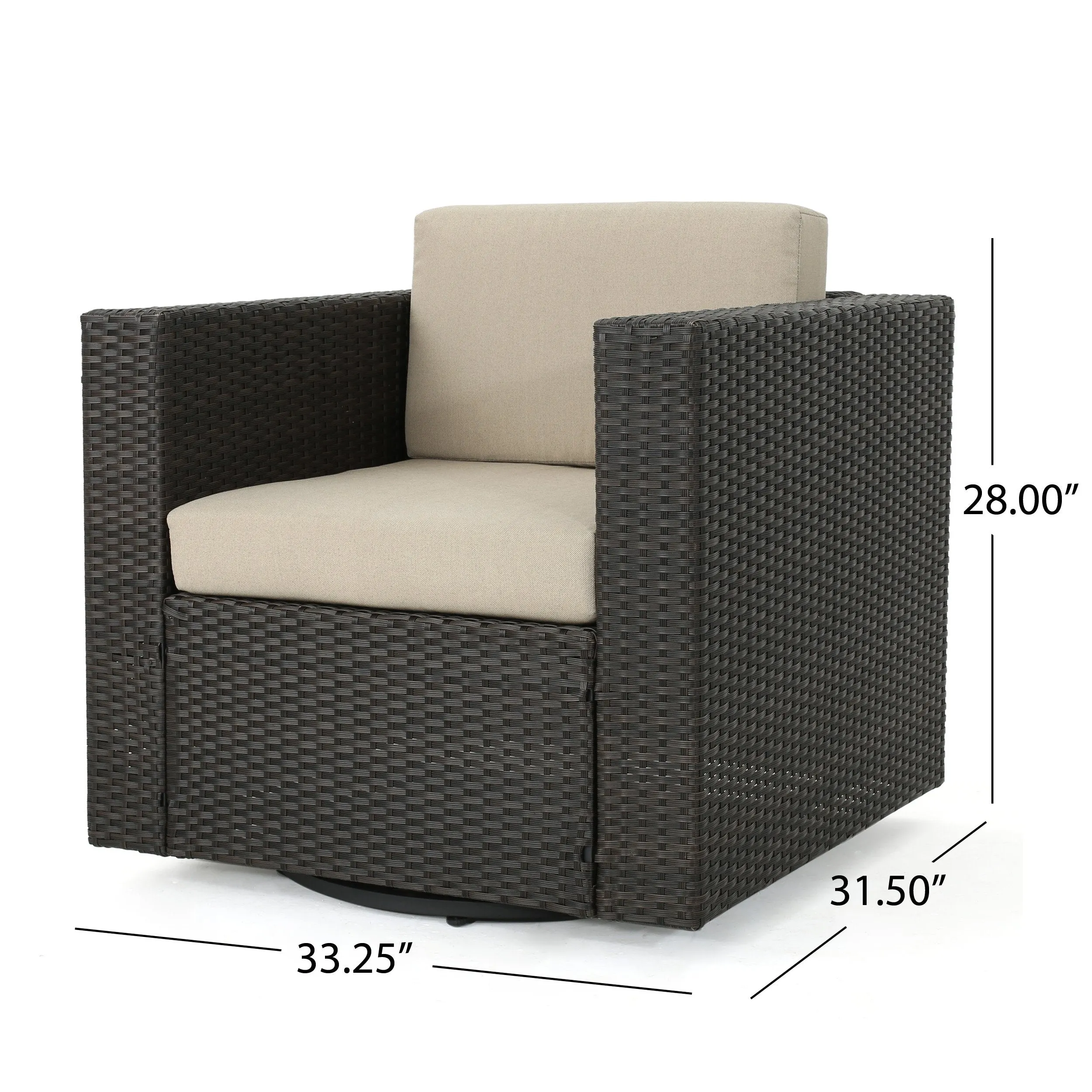 Outdoor Wicker Swivel Club Chair with Water Resistant Cushions - NH209103