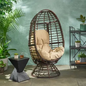 Outdoor Wicker Swivel Egg Chair with Cushion - NH844113 chandelier, pendant light