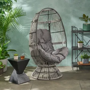 Outdoor Wicker Swivel Egg Chair with Cushion - NH944113 patio chairs, outdoor seating