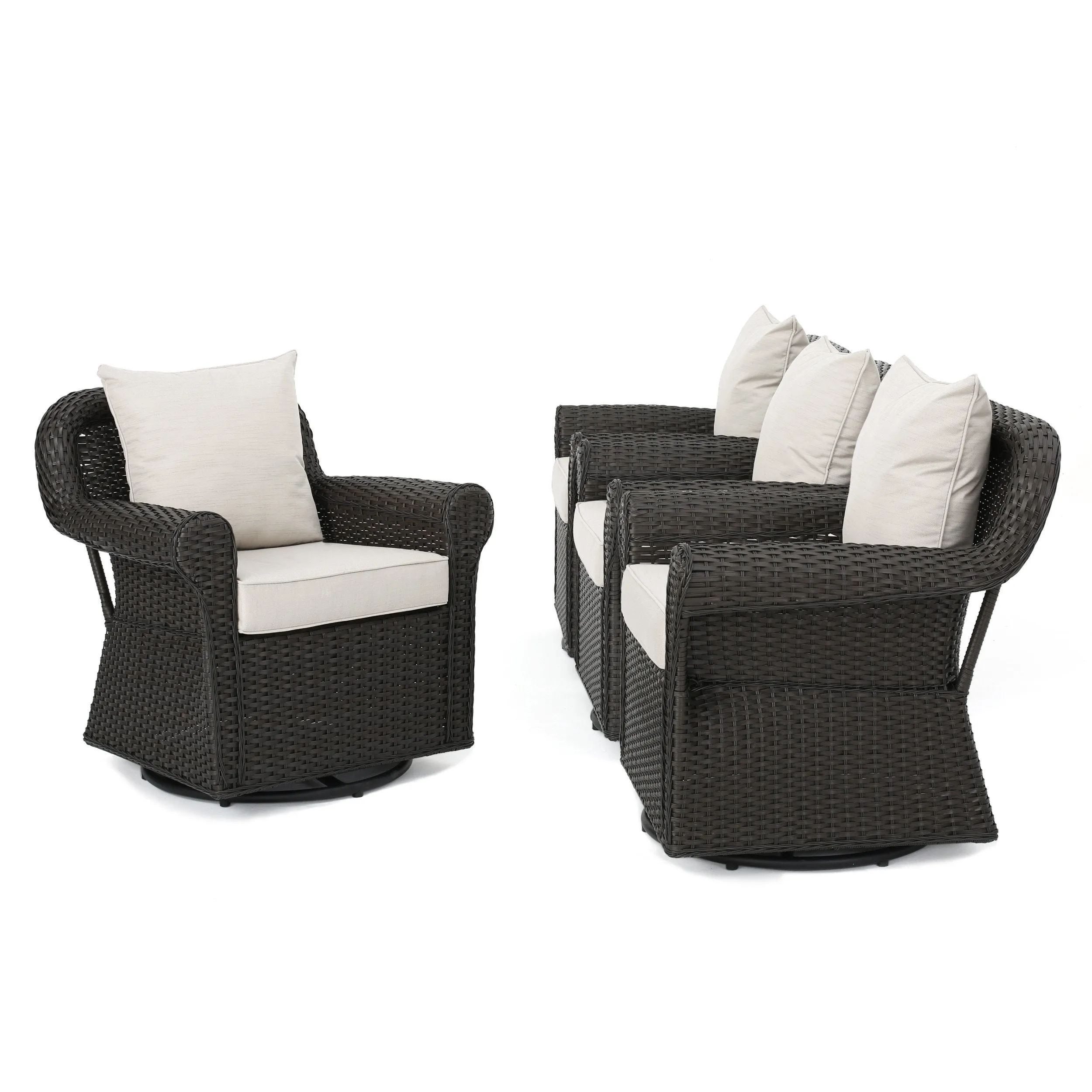 Outdoor Wicker Swivel Rocking Chair w/Water Resistant Cushions - NH442003